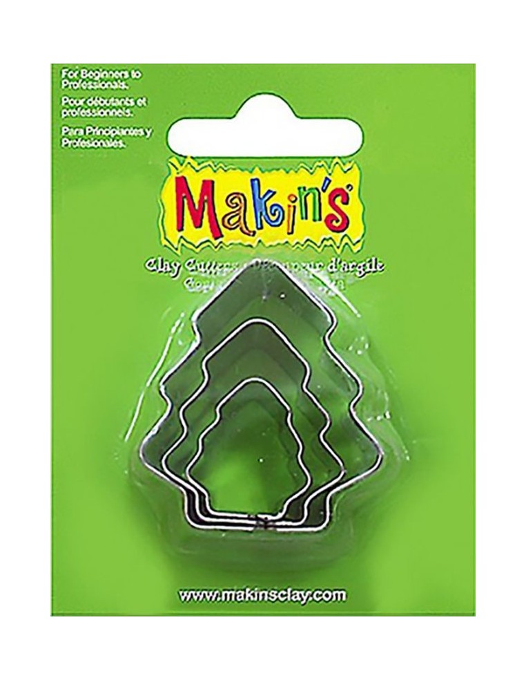Cortadores metálicos con forma de abeto Makins set de 3 piezas para modelado navideño