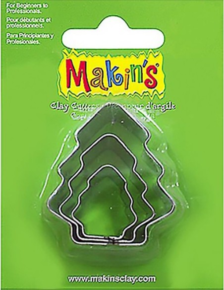 Cortadores metálicos con forma de abeto Makins set de 3 piezas para modelado navideño