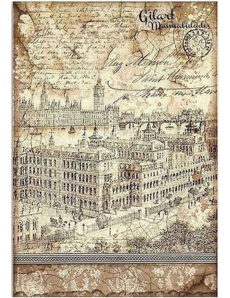 Papel de arroz Stamperia A4 - Lady Vagabond Londres DFSA4523