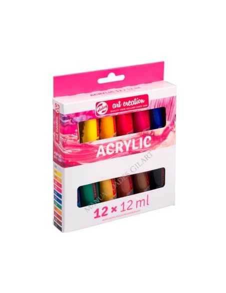Set Pintura Acrílica Talens Art Creation 12 tubos transparentes de 12ml