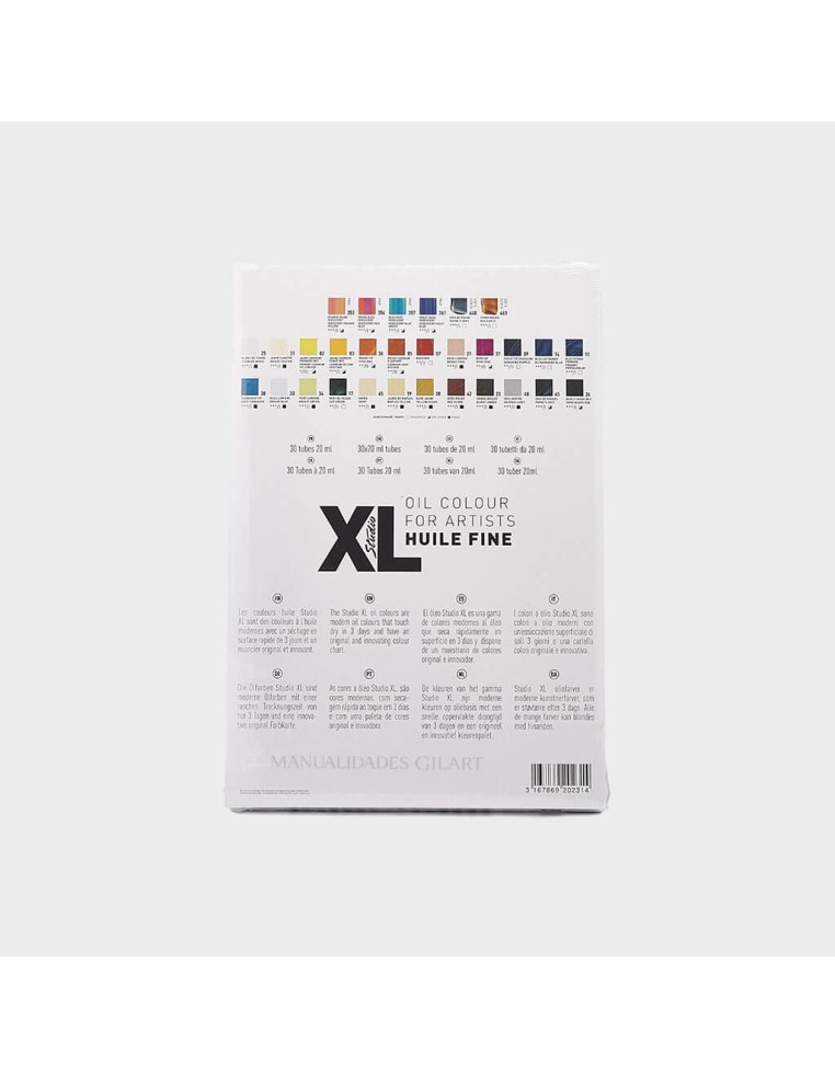 Óleo Fino Studio XL Pebeo detalle de información técnica en el dorso de la