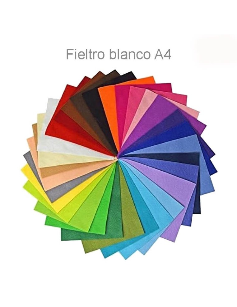 Plancha de fieltro de lana color blanco formato A4 (210x297 mm) para manualidades, suave y resistente