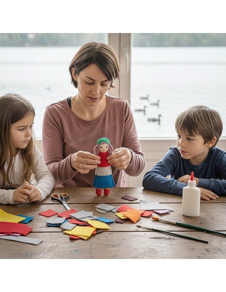 Confección de muñecos y figuras con hojas de fieltro Apli de colores