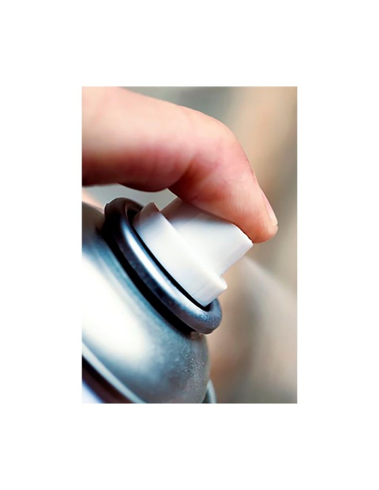 Detalle de la válvula de precisión del spray adhesivo reposicionable Apli para una aplicación limpia y uniforme.