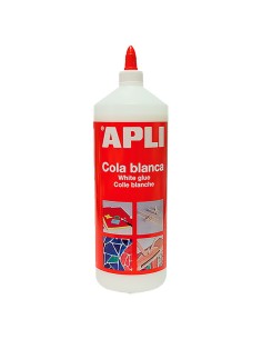 Bote de 1000g de cola blanca Apli con aplicador de precisión para grandes proyectos y uso escolar.