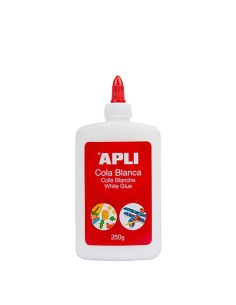 Bote de cola blanca Apli de 250 g con aplicador de precisión para manualidades y madera.