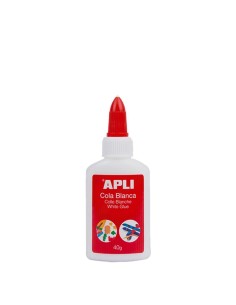 Bote de cola blanca Apli de 40g con aplicador de precisión para manualidades y madera.