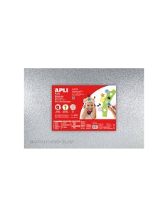 Goma EVA Purpurina Plata Plancha 60x40cm Apli para decoraciones brillantes