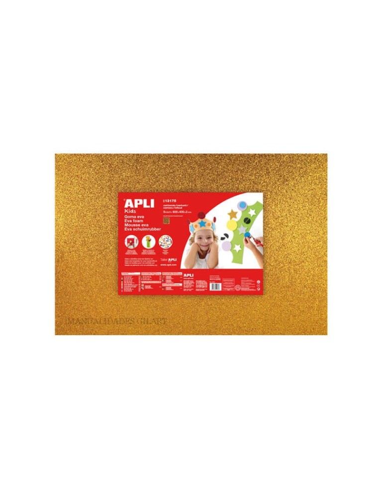 Goma EVA Purpurina Oro Plancha 60x40cm Apli para manualidades y disfraces