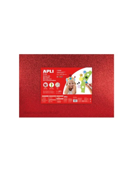 Goma EVA Purpurina Roja Plancha 60x40cm Apli para manualidades navideñas