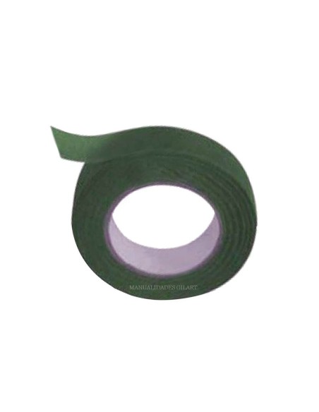 Rollo de cinta verde de floristería de 12 mm de ancho para forrar tallos y composiciones de artesanía floral.