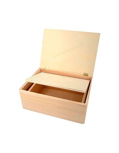 Set de 2 cajas rectangulares de madera contrachapada natural encajables para decorar.