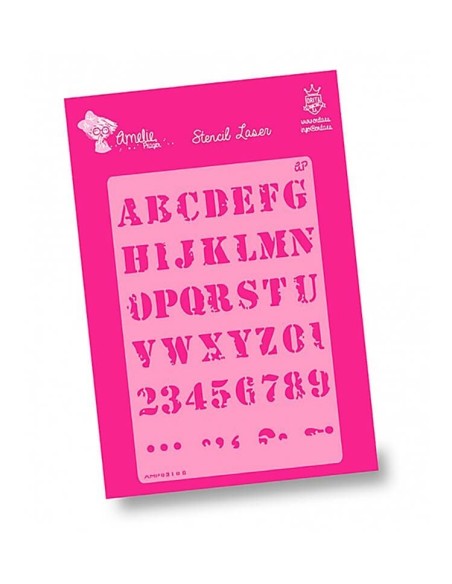 Plantilla Stencil Amelie Abecedario 20x30 para crear frases y nombres.