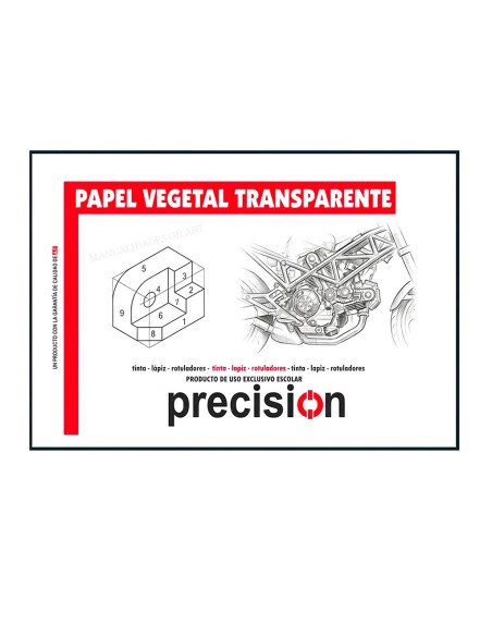 Bloc de papel vegetal transparente Precisión A3 de 80g para planos y dibujo técnico.