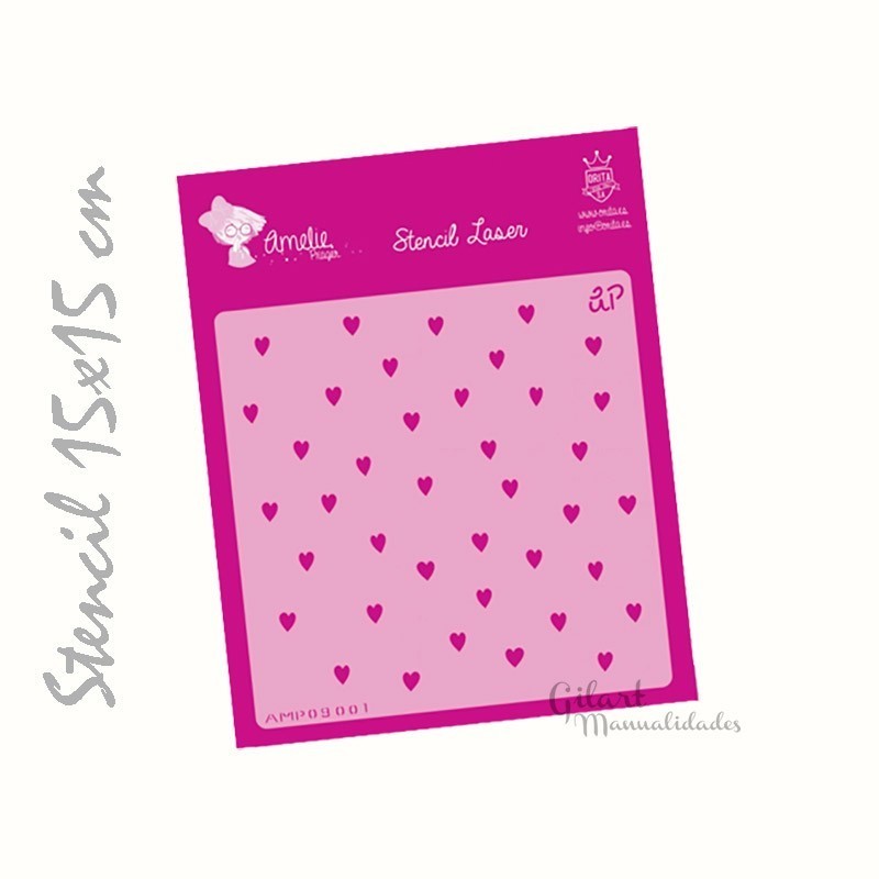 Stencils plantillas Amelie Corazones 15x15 cm