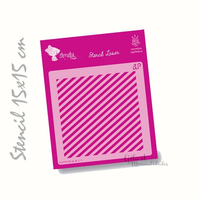 Stencils plantillas Amelie Rayas diagonales 15x15 cm