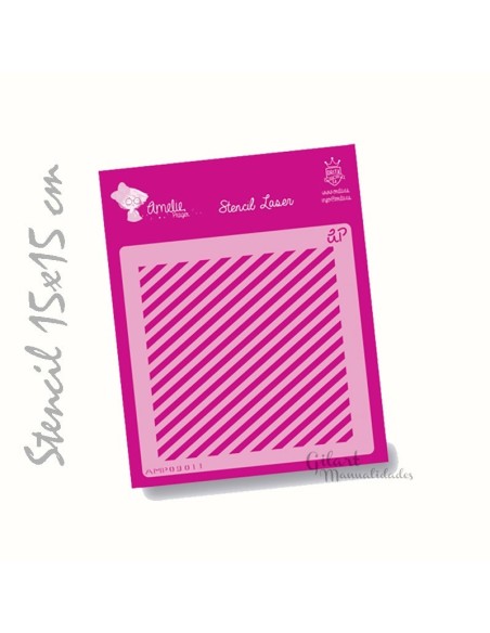 Stencils plantillas Amelie Rayas diagonales 15x15 cm