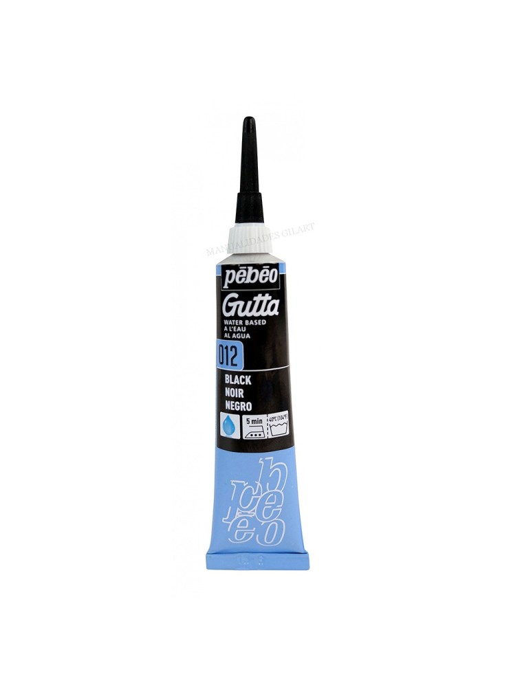 Gutta al agua Pebeo 20 ml negra, ideal para contornos intensos en seda