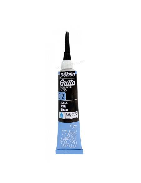 Gutta al agua Pebeo 20 ml negra, ideal para contornos intensos en seda
