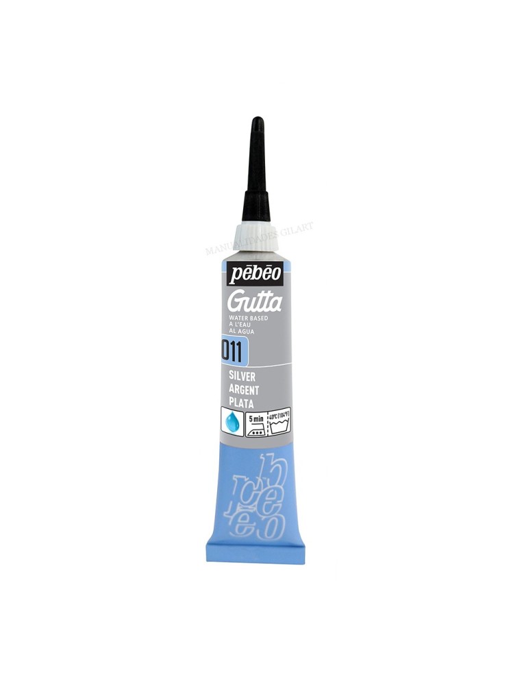 Gutta al agua Pebeo 20 ml plata, brillo elegante para diseños en seda