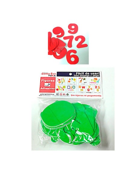 Pack de 30 números adhesivos de goma EVA verdes de 70 mm para educación y rótulos