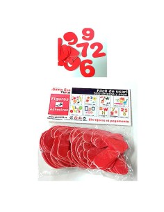 Pack de 30 números adhesivos de goma EVA rojos de 70 mm para rebajas y cartelería