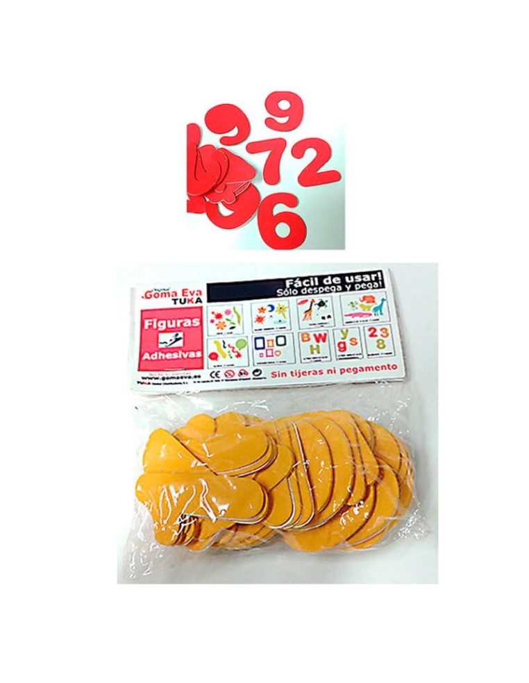 Pack de 30 números adhesivos de goma EVA amarillos de 70 mm para fiestas y manualidades