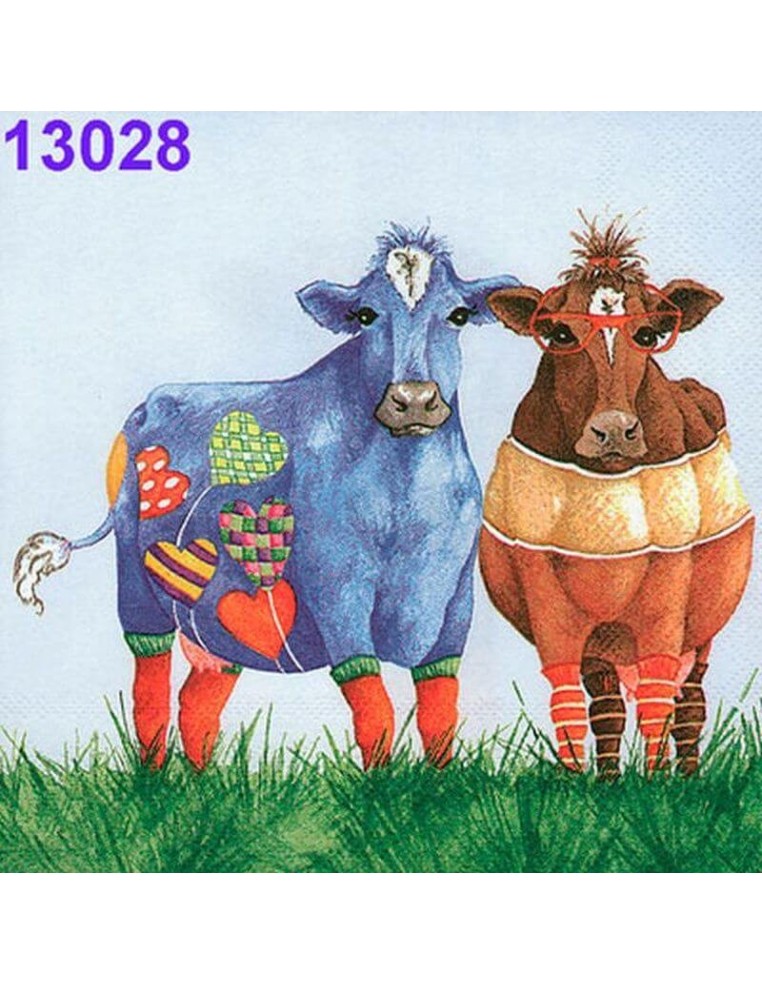 Servilletas Decoupage Vacas 33x33cm 20 Uds vacas coloridas