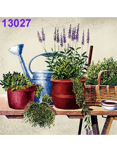Servilletas Decoupage Jardín 33x33cm 20 Uds con regadera y lavanda
