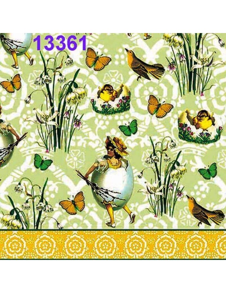 Servilletas Decoupage Flores y Mariposas 33x33cm 20 Uds diseño primaveral