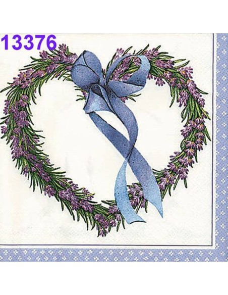 Servilletas Decoupage Corona Lazo 33x33cm 20 Uds diseño romántico lavanda