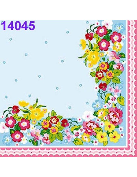 Servilletas Decoupage Flores Esquina 33x33cm 20 Uds diseño romántico