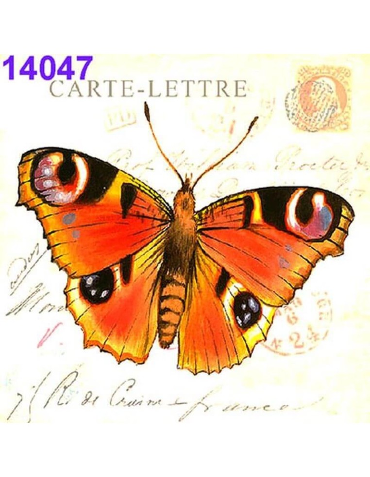Servilletas Decoupage Mariposa Vintage 33x33cm 20 Uds diseño postal antigua