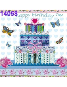 Servilletas Decoupage Pastel Cumpleaños 33x33cm 20 Uds diseño festivo