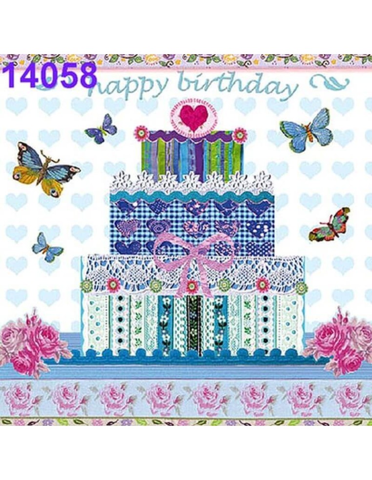 Servilletas Decoupage Pastel Cumpleaños 33x33cm 20 Uds diseño festivo