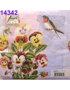 Servilletas Decoupage Pensamientos 33x33cm 20 Uds diseño floral con golondrina