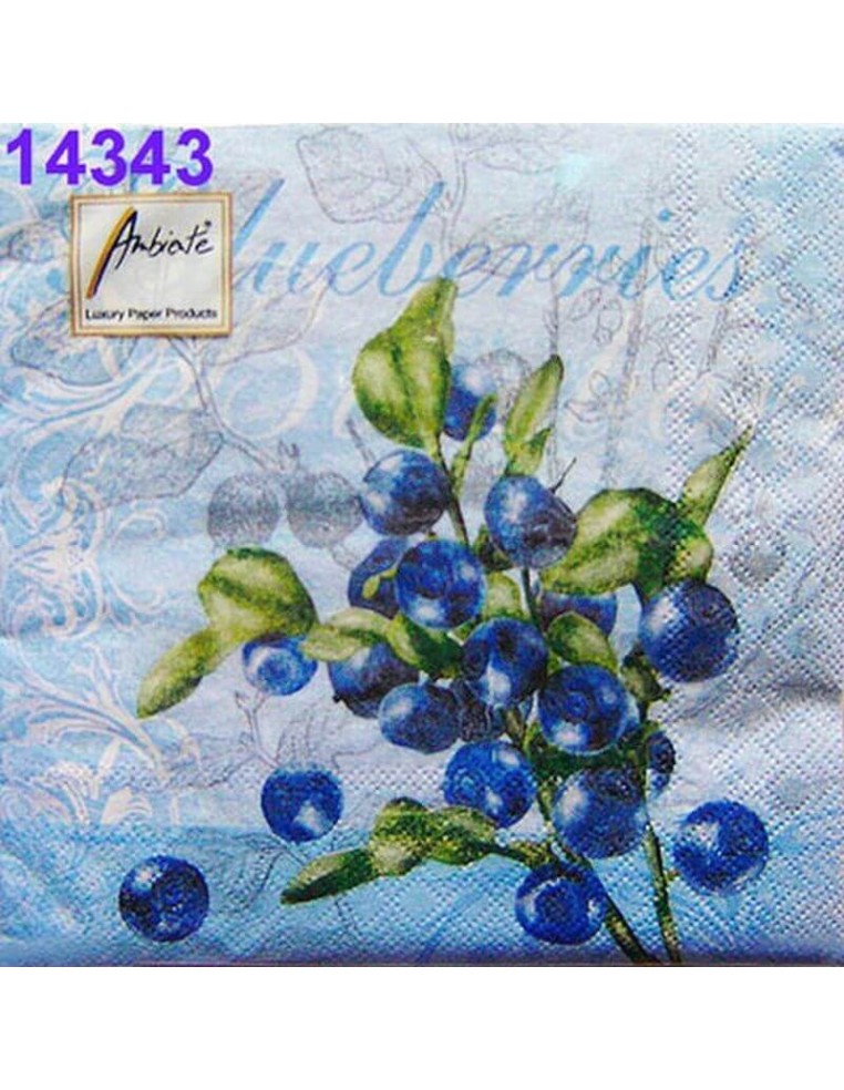 Servilletas Decoupage Blueberries 33x33cm 20 Uds con arándanos frescos