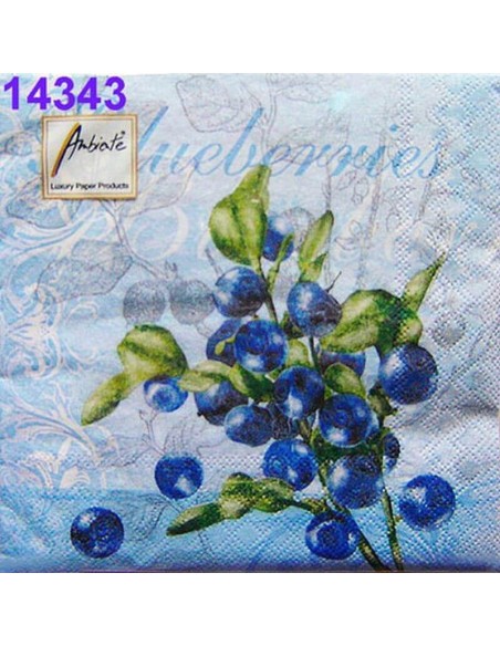 Servilletas Decoupage Blueberries 33x33cm 20 Uds con arándanos frescos