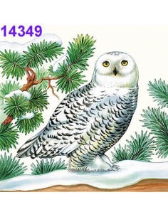 Servilletas Decoupage Búho Nieve 33x33cm 20 Uds con búho nival y pinos