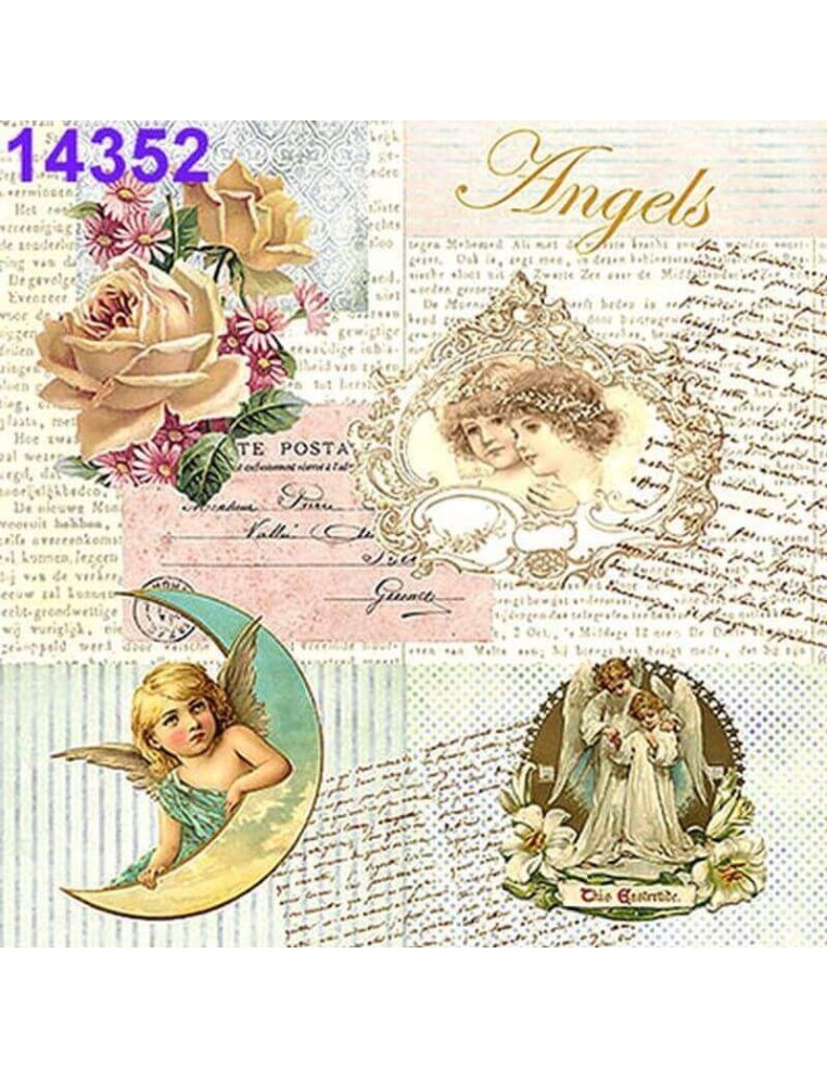 Servilletas Decoupage Ángeles Celestiales 33x33cm 20 Uds diseño vintage victoriano