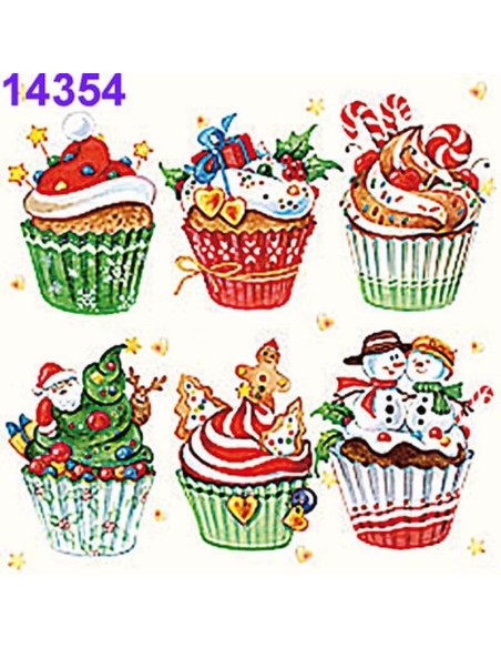 Servilletas Decoupage Cupcakes 33x33cm 20 Uds diseño navideño