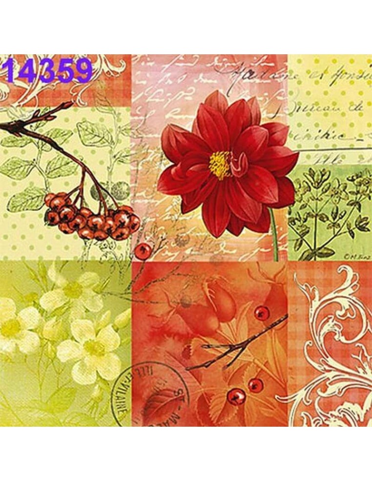 Servilletas Decoupage Patchwork Botánico 33x33cm 20 Uds diseño vintage
