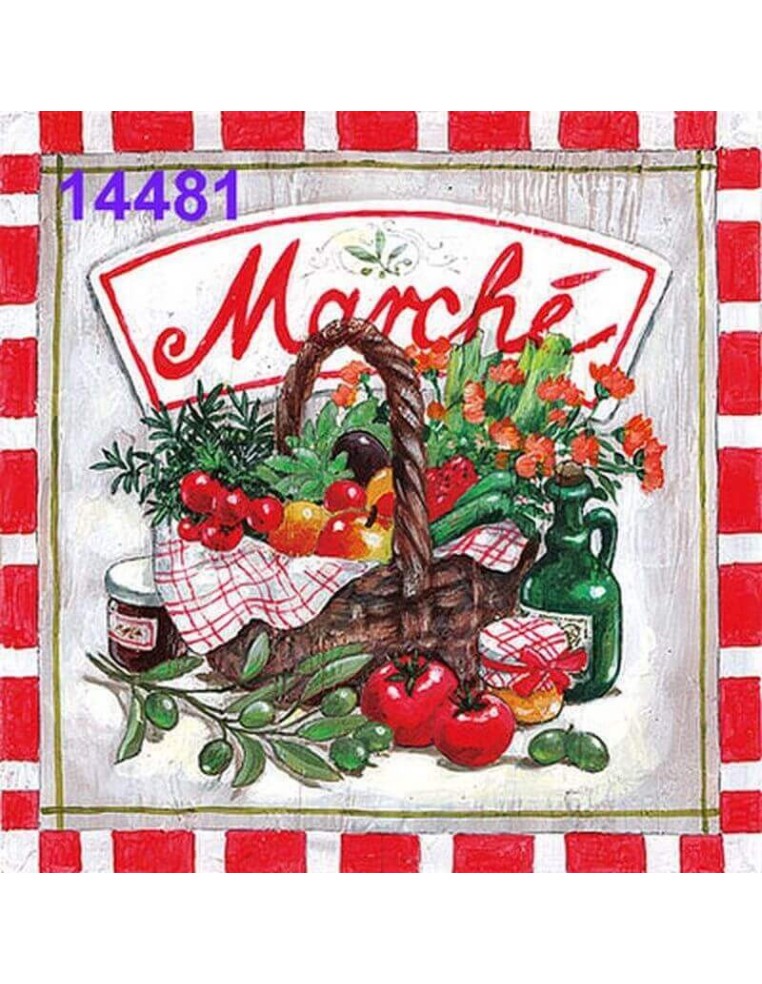 Servilletas Decoupage Cesta Marché 33x33cm 20 Uds diseño provenzal vintage