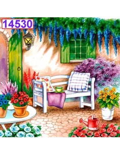 Servilletas Decoupage Patio 33x33cm 20 Uds banco y glicinias