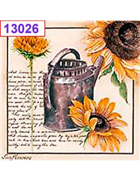 Servilletas Decoupage Regadera 33x33cm 20 Uds diseño vintage jardín con girasoles