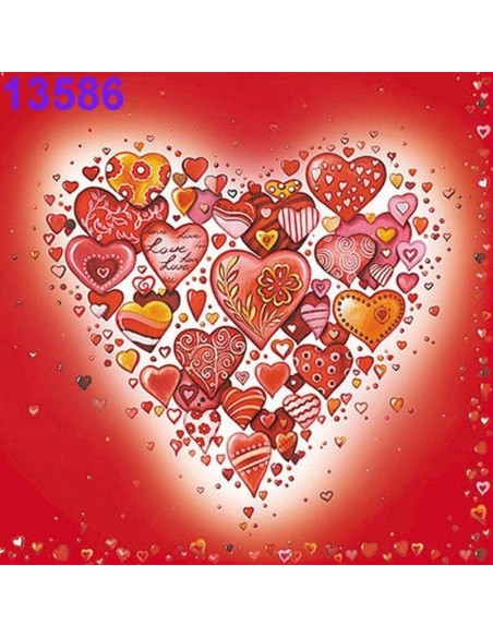 Servilletas Decoupage Corazones Rojos 33x33cm 20 Uds diseño romántico