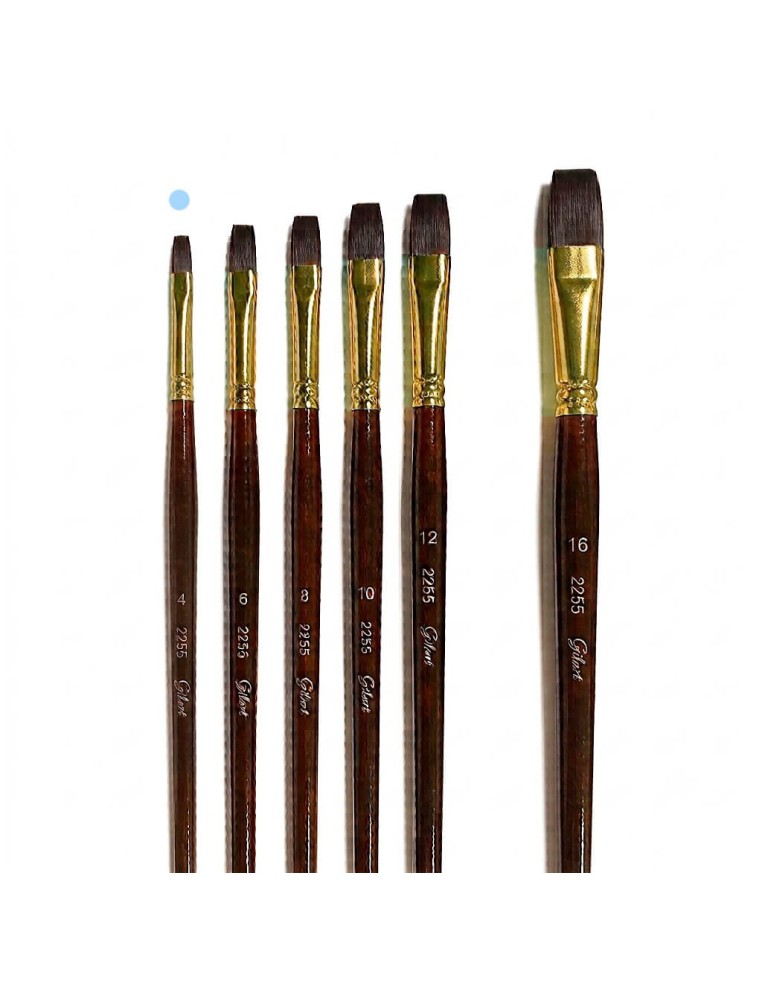 Pincel Plano Gilart 2255 nº 4 pelo Teijin mango corto para detalles y pintura sobre tela