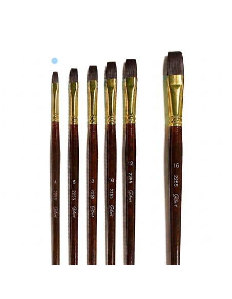 Pincel Plano Gilart 2255 nº 4 pelo Teijin mango corto para detalles y pintura sobre tela