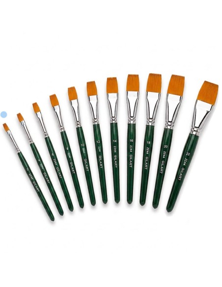Pincel Plano Gilart 2244 nº 2 pelo Toray mango corto para detalles y trazos finos