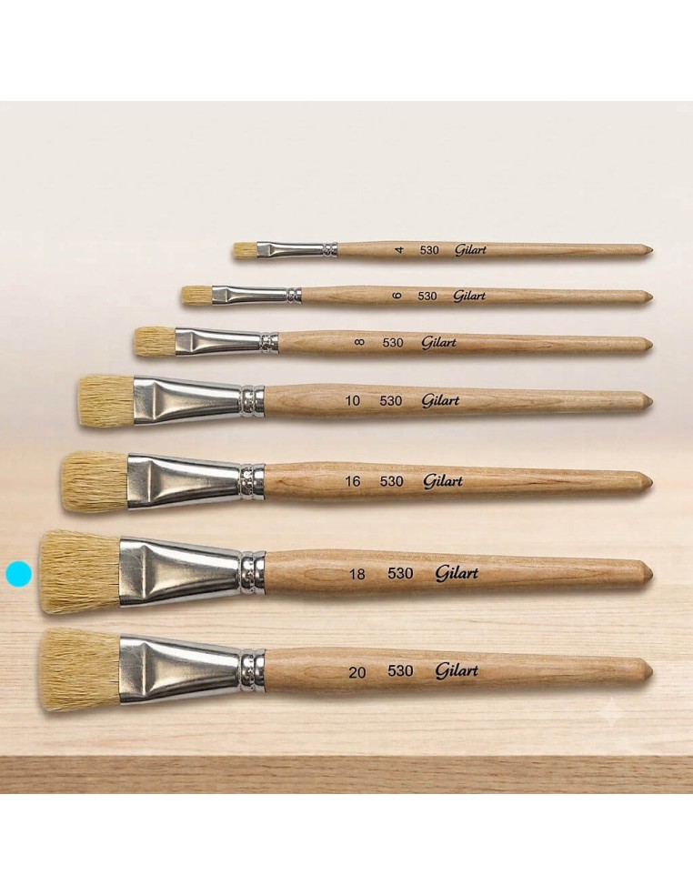 Pincel Plano Gilart 530 nº 18 cerda natural mango corto para aplicaciones de gran formato